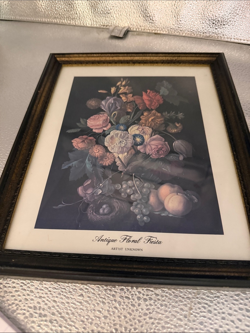 Vintage Wood Still Life called “ Antique Floral Fiesta”